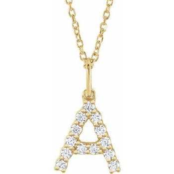 14K 1/5 CTW Lab - Grown Diamond Initial A 16 - 18" Necklace - Balacia