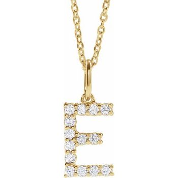 14K 1/5 CTW Lab - Grown Diamond Initial E 16 - 18" Necklace - Balacia