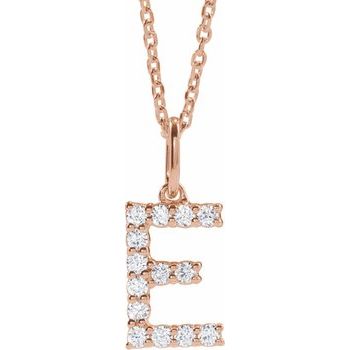14K 1/5 CTW Lab - Grown Diamond Initial E 16 - 18" Necklace - Balacia