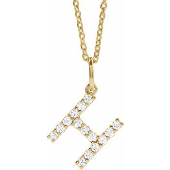 14K 1/5 CTW Lab - Grown Diamond Initial H 16 - 18" Necklace - Balacia