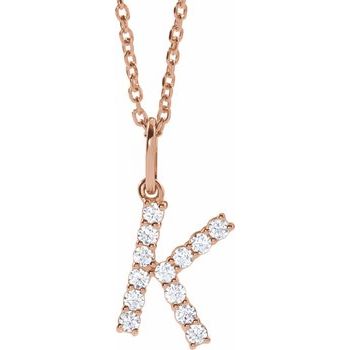14K 1/5 CTW Lab - Grown Diamond Initial K 16 - 18" Necklace - Balacia