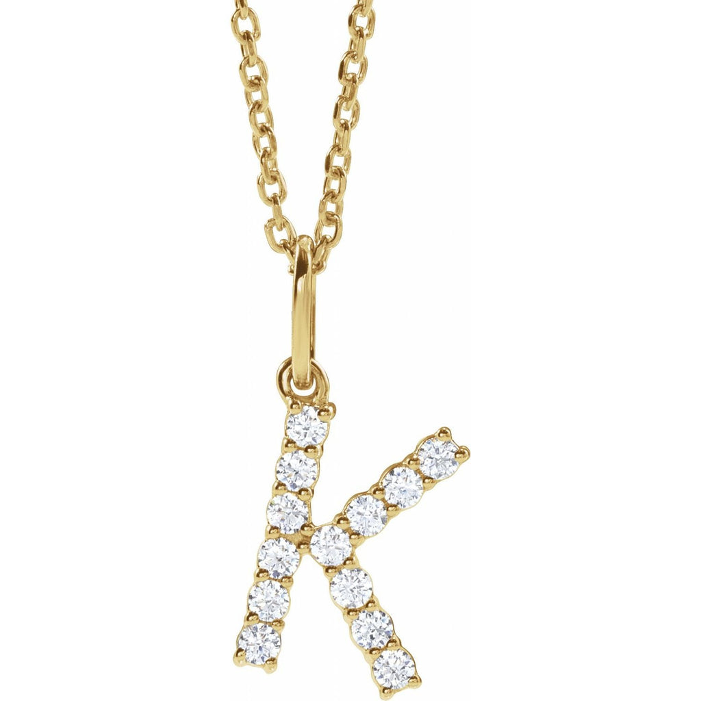14K 1/5 CTW Lab - Grown Diamond Initial K 16 - 18" Necklace - Balacia