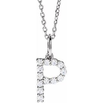 14K 1/5 CTW Lab - Grown Diamond Initial P 16 - 18" Necklace - Balacia