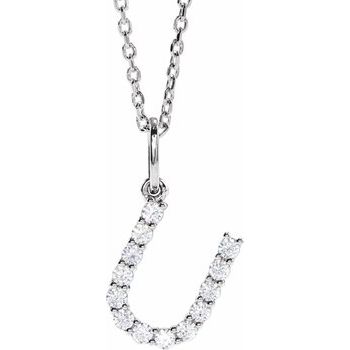 14K 1/5 CTW Lab - Grown Diamond Initial U 16 - 18" Necklace - Balacia