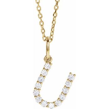 14K 1/5 CTW Lab - Grown Diamond Initial U 16 - 18" Necklace - Balacia