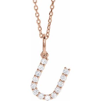 14K 1/5 CTW Lab - Grown Diamond Initial U 16 - 18" Necklace - Balacia