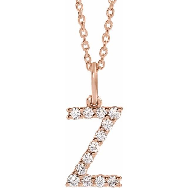14K 1/5 CTW Lab - Grown Diamond Initial Z 16 - 18" Necklace - Balacia