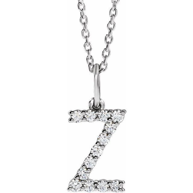14K 1/5 CTW Lab - Grown Diamond Initial Z 16 - 18" Necklace - Balacia