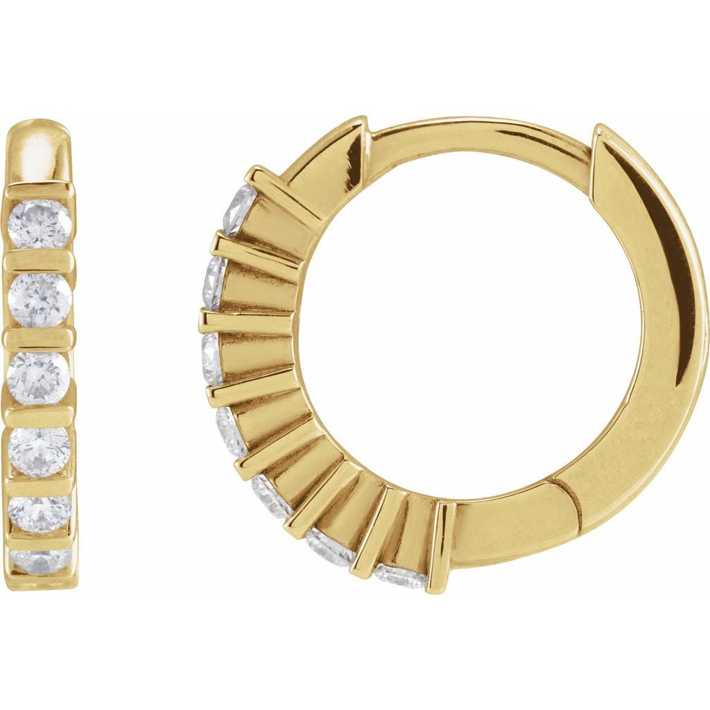 14K 1/5 CTW Natural Diamond 12.7 mm Hinged Hoop Earrings - Balacia