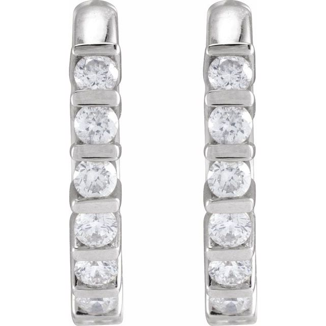 14K 1/5 CTW Natural Diamond 12.7 mm Hinged Hoop Earrings - Balacia
