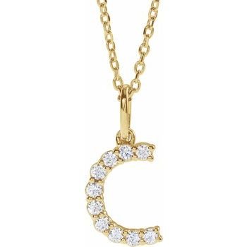 14K 1/6 CTW Lab - Grown Diamond Initial C 16 - 18" Necklace - Balacia
