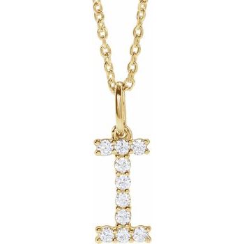 14K 1/6 CTW Lab - Grown Diamond Initial I 16 - 18" Necklace - Balacia