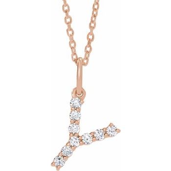 14K 1/6 CTW Lab - Grown Diamond Initial Y 16 - 18" Necklace - Balacia