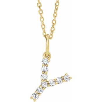 14K 1/6 CTW Lab - Grown Diamond Initial Y 16 - 18" Necklace - Balacia