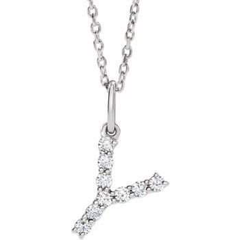 14K 1/6 CTW Lab - Grown Diamond Initial Y 16 - 18" Necklace - Balacia