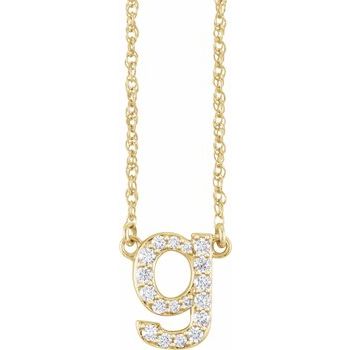14K 1/6 CTW Natural Diamond Lowercase Initial G 16" Necklace - Balacia