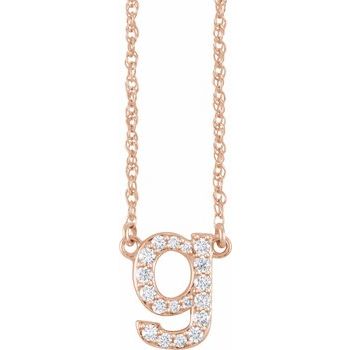 14K 1/6 CTW Natural Diamond Lowercase Initial G 16" Necklace - Balacia