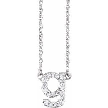 14K 1/6 CTW Natural Diamond Lowercase Initial G 16" Necklace - Balacia