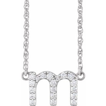 14K 1/6 CTW Natural Diamond Lowercase Initial M 16" Necklace - Balacia