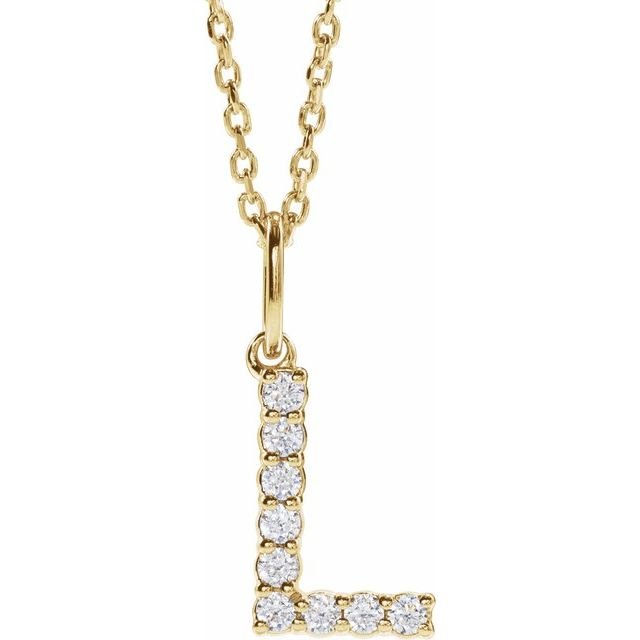 14K 1/8 CTW Lab - Grown Diamond Initial L 16 - 18" Necklace - Balacia