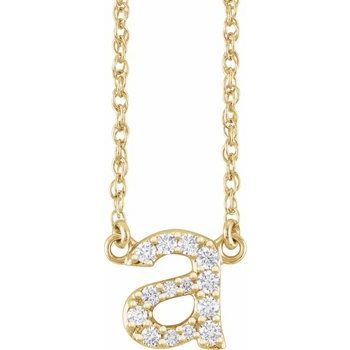 14K 1/8 CTW Natural Diamond Lowercase Initial A 16" Necklace - Balacia