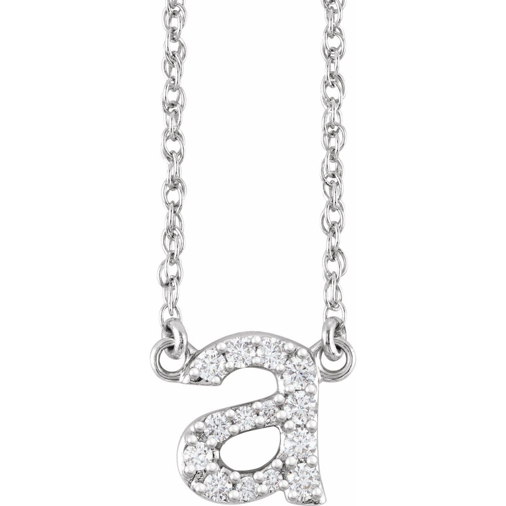 14K 1/8 CTW Natural Diamond Lowercase Initial A 16" Necklace - Balacia