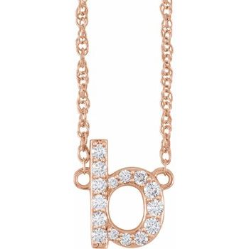 14K 1/8 CTW Natural Diamond Lowercase Initial B 16" Necklace - Balacia