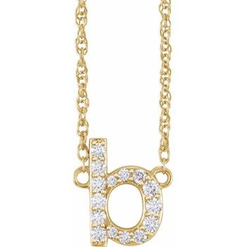 14K 1/8 CTW Natural Diamond Lowercase Initial B 16" Necklace - Balacia