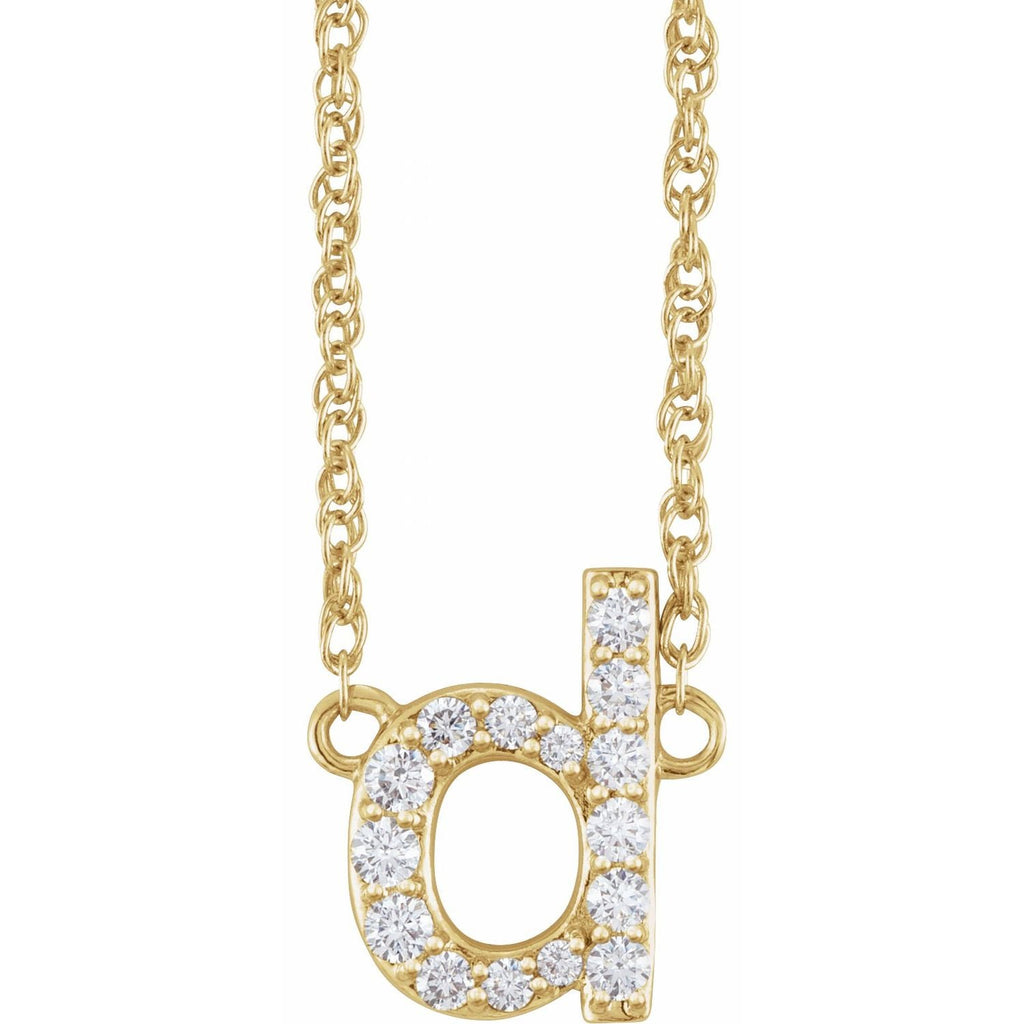 14K 1/8 CTW Natural Diamond Lowercase Initial D 16" Necklace - Balacia