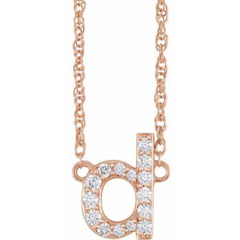 14K 1/8 CTW Natural Diamond Lowercase Initial D 16" Necklace - Balacia