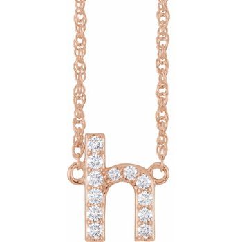 14K 1/8 CTW Natural Diamond Lowercase Initial H 16" Necklace - Balacia