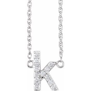 14K 1/8 CTW Natural Diamond Lowercase Initial K 16" Necklace - Balacia