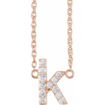 14K 1/8 CTW Natural Diamond Lowercase Initial K 16" Necklace - Balacia