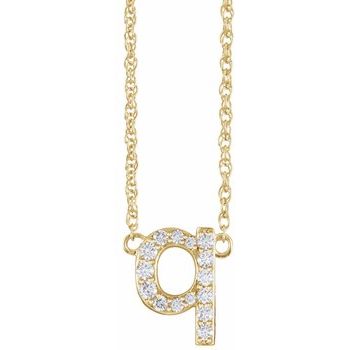 14K 1/8 CTW Natural Diamond Lowercase Initial Q 16" Necklace - Balacia