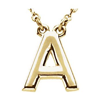 14K Block Initial A 16" Necklace - Balacia