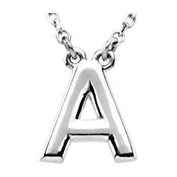14K Block Initial A 16" Necklace - Balacia
