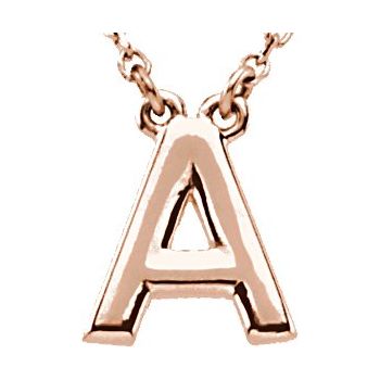 14K Block Initial A 16" Necklace - Balacia