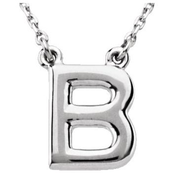 14K Block Initial B 16" Necklace - Balacia