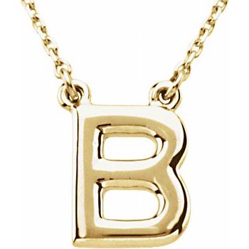 14K Block Initial B 16" Necklace - Balacia