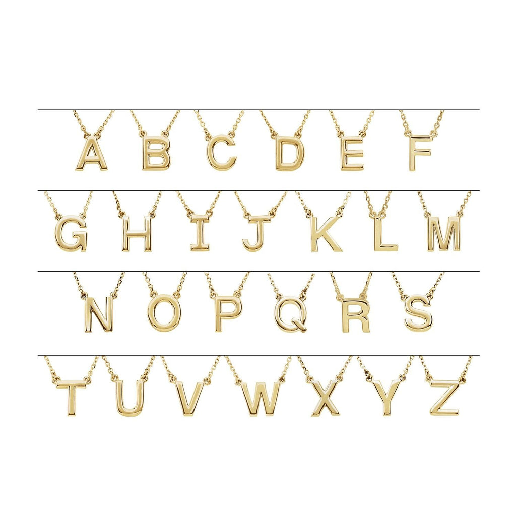 14K Block Initial D 16" Necklace - Balacia