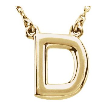 14K Block Initial D 16" Necklace - Balacia