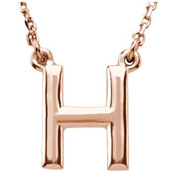 14K Block Initial H 16" Necklace - Balacia