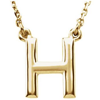 14K Block Initial H 16" Necklace - Balacia