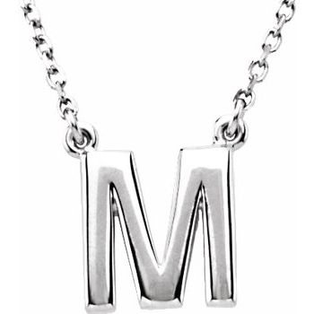 14K Block Initial M 16" Necklace - Balacia