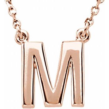 14K Block Initial M 16" Necklace - Balacia