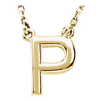 14K Block Initial P 16" Necklace - Balacia