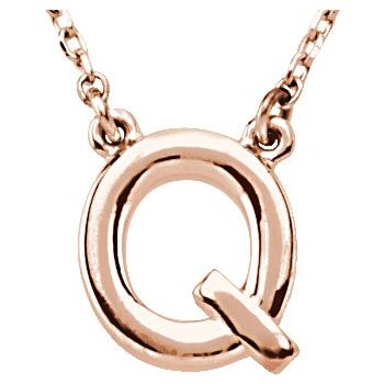14K Block Initial Q 16" Necklace - Balacia