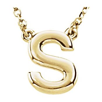 14K Block Initial S 16" Necklace - Balacia