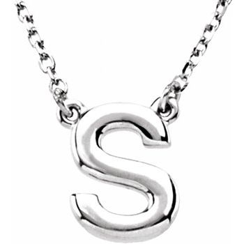 14K Block Initial S 16" Necklace - Balacia