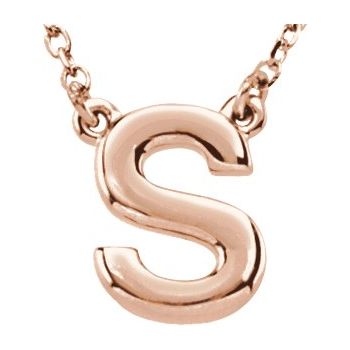 14K Block Initial S 16" Necklace - Balacia